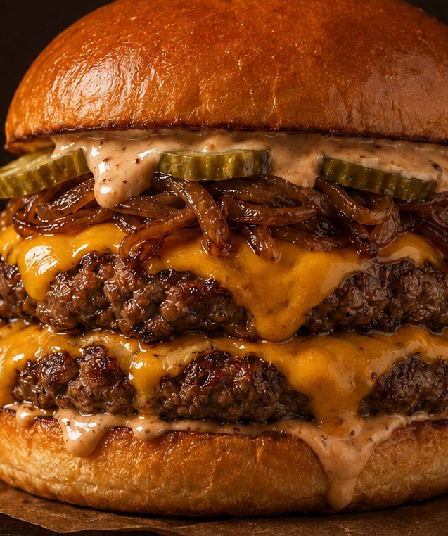 Bem Feito Double · 360g de carne, cheddar extra, cebola caramelizada